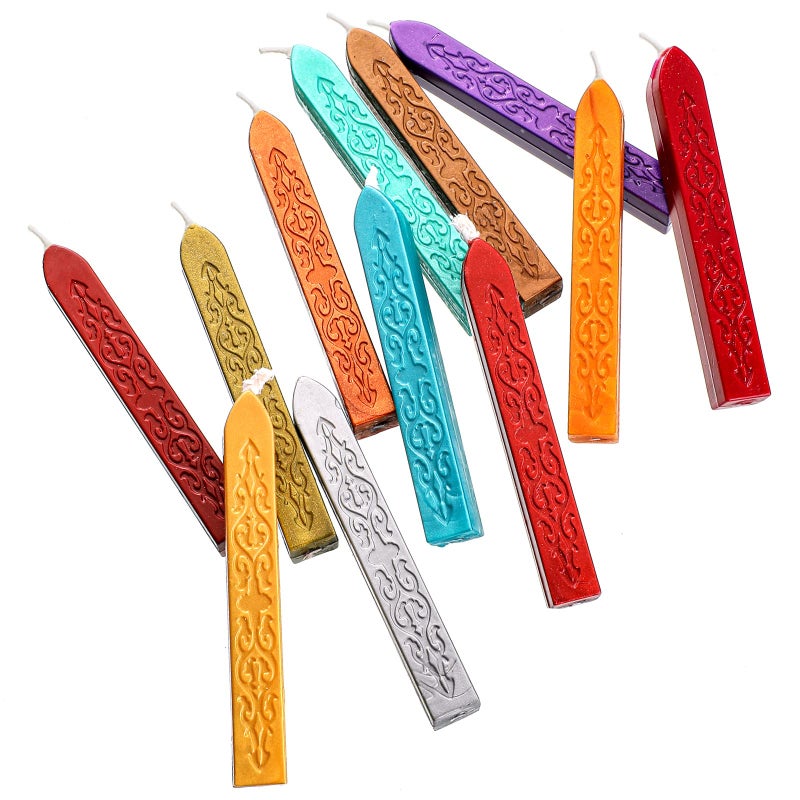 Bememo 12 Pieces Sealing Wax Sticks with Wicks Antique Fire Manuscript Sealing Wax for Seal Stamp(Christmas Color) - Image 3